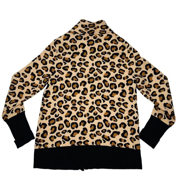 Rachel Zoe Women Medium Sweater Leopard AOP Full ZIp Pockets Collared Jacket - Picture 3 of 5